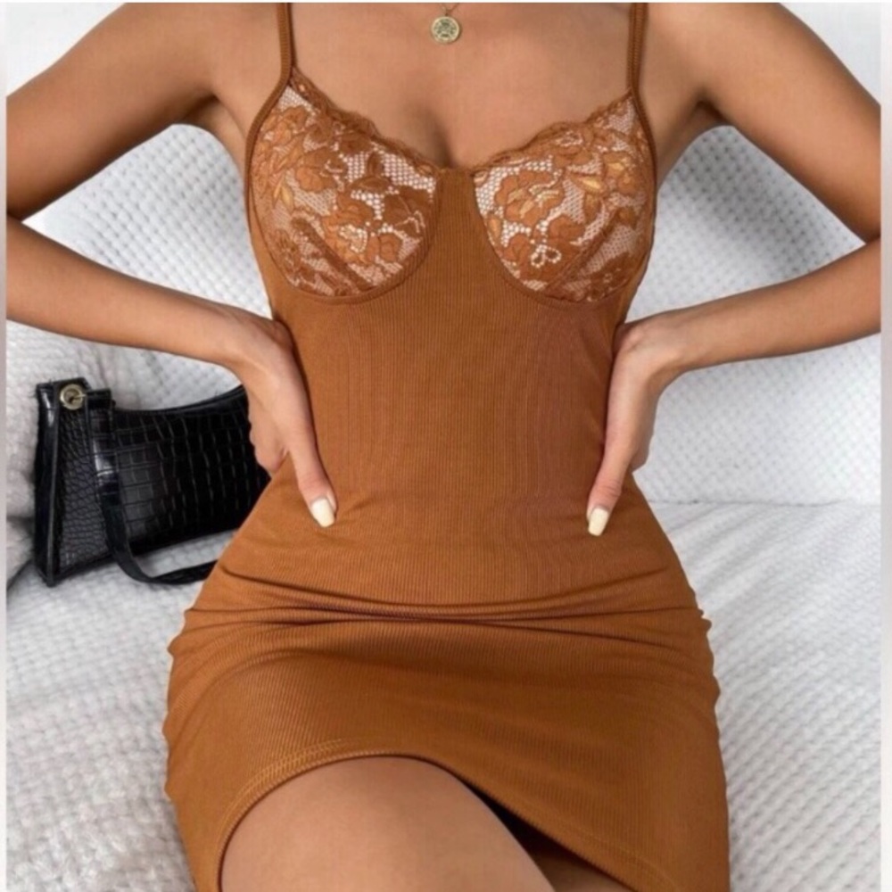 SALE rare lace ribbed mini dress
